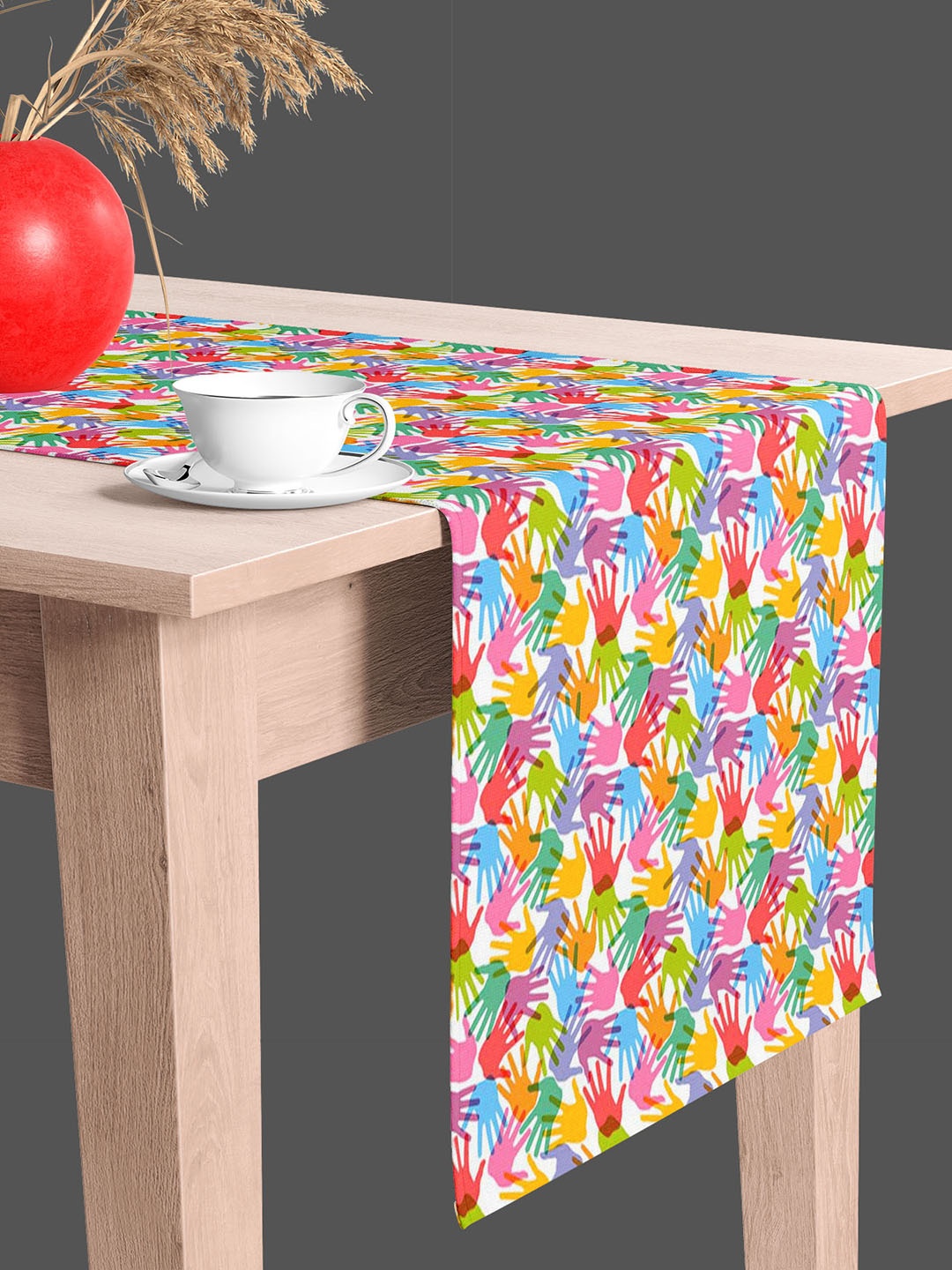 

ArtzFolio White & Pink Abstract Printed Table Runner