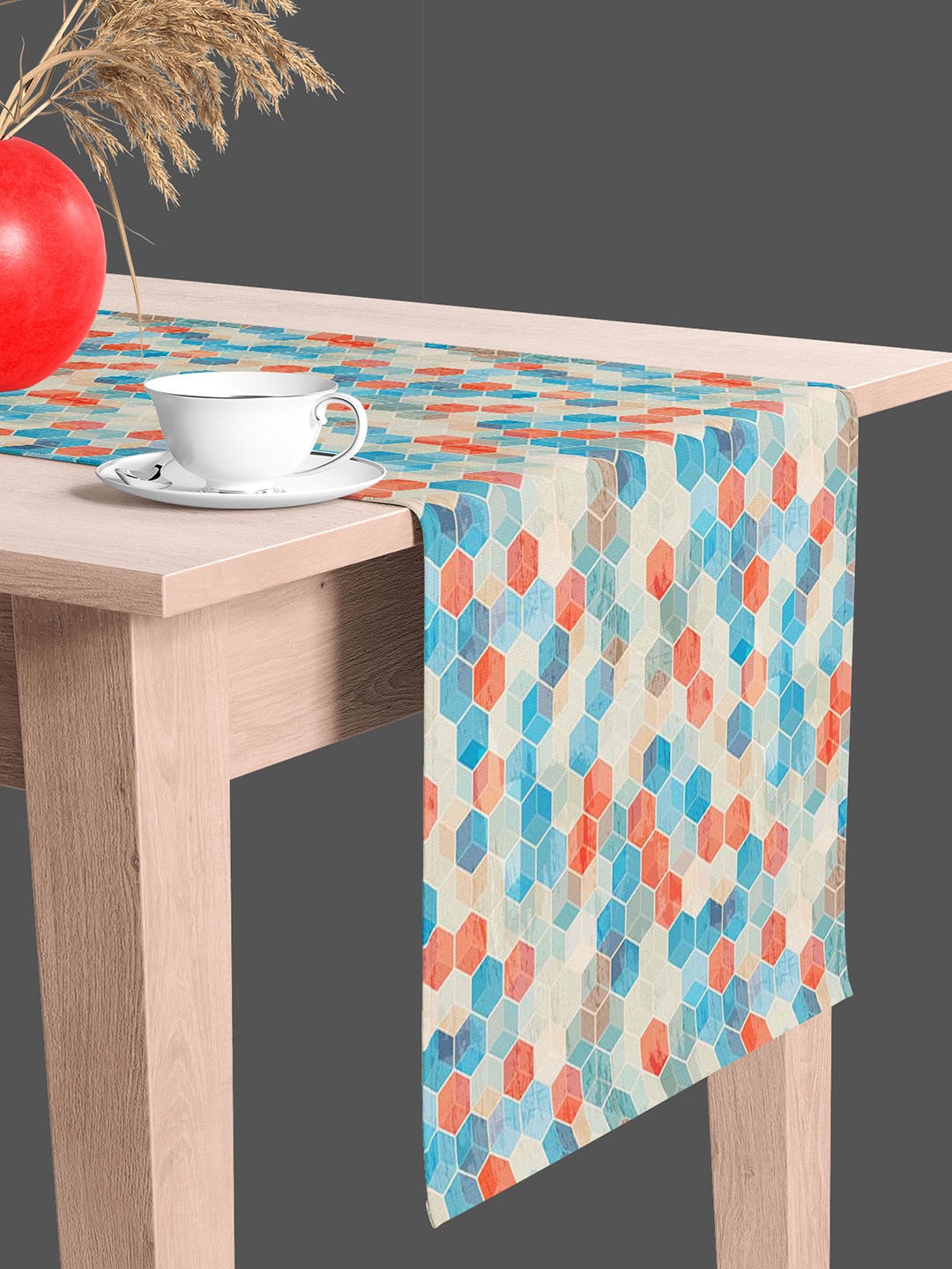 

ArtzFolio Blue & Orange Colored Digital Printed Table Runner