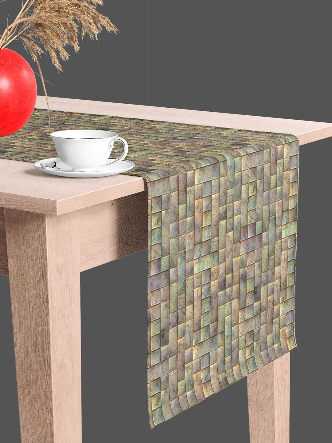 

ArtzFolio Grey Geometric-Printed Edge To Edge Table Runner