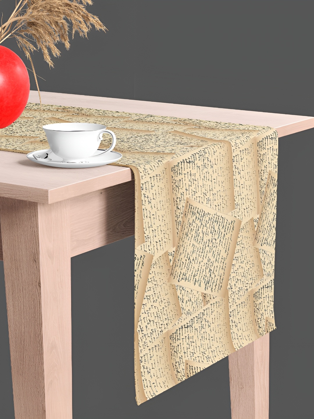 

ArtzFolio Quirky Printed Table Runner, Beige