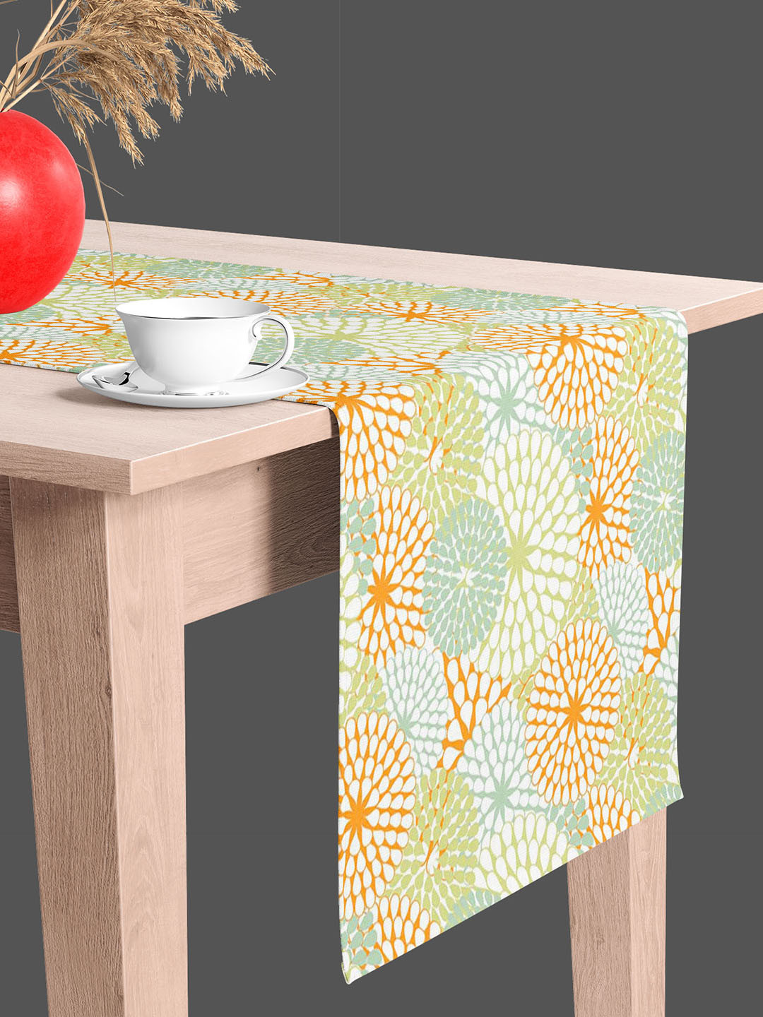 

ArtzFolio White & Orange Colored Digital Printed Table Runner