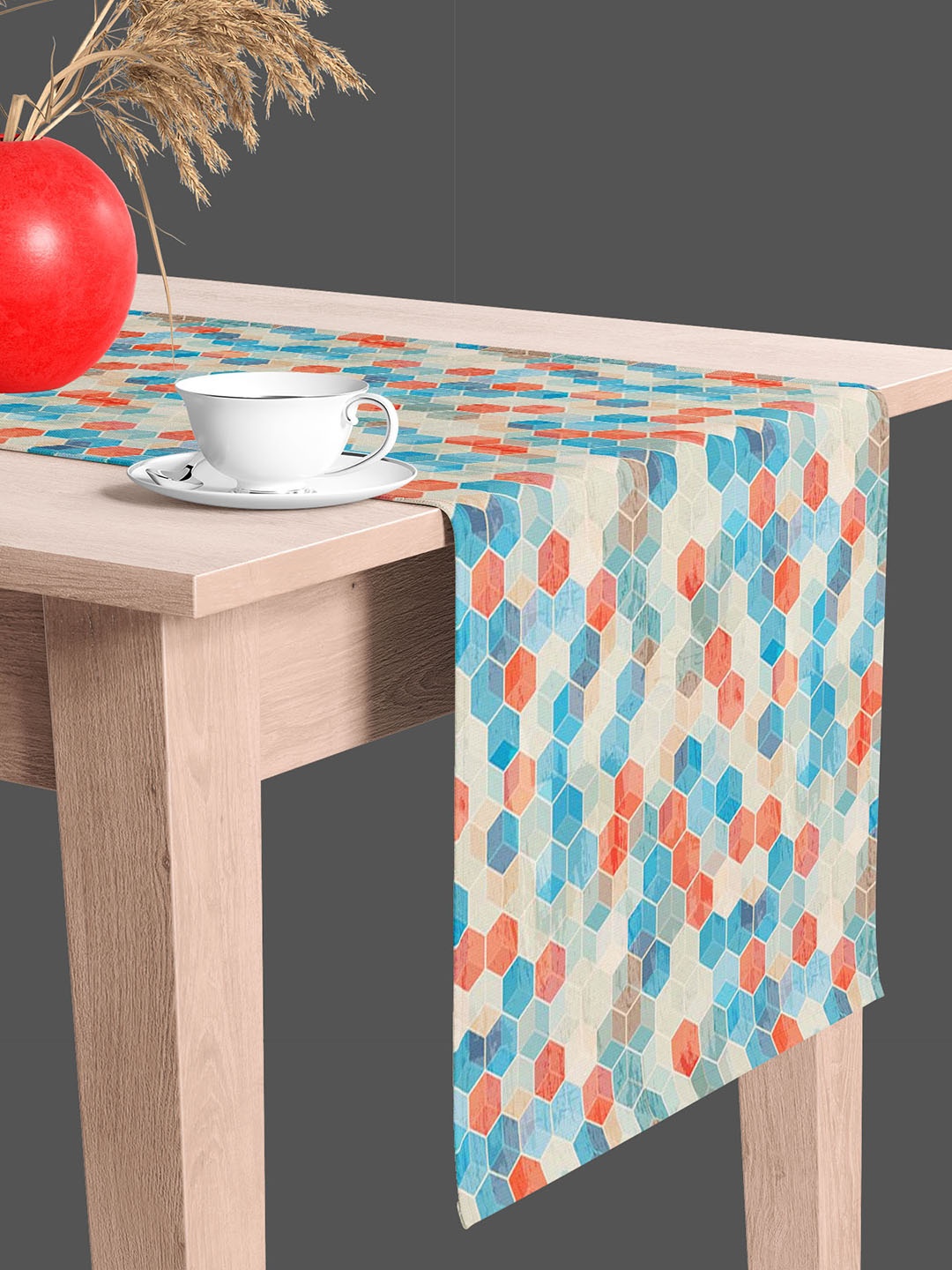 

ArtzFolio Blue & Red Geometric Printed Edge To Edge Table Runner