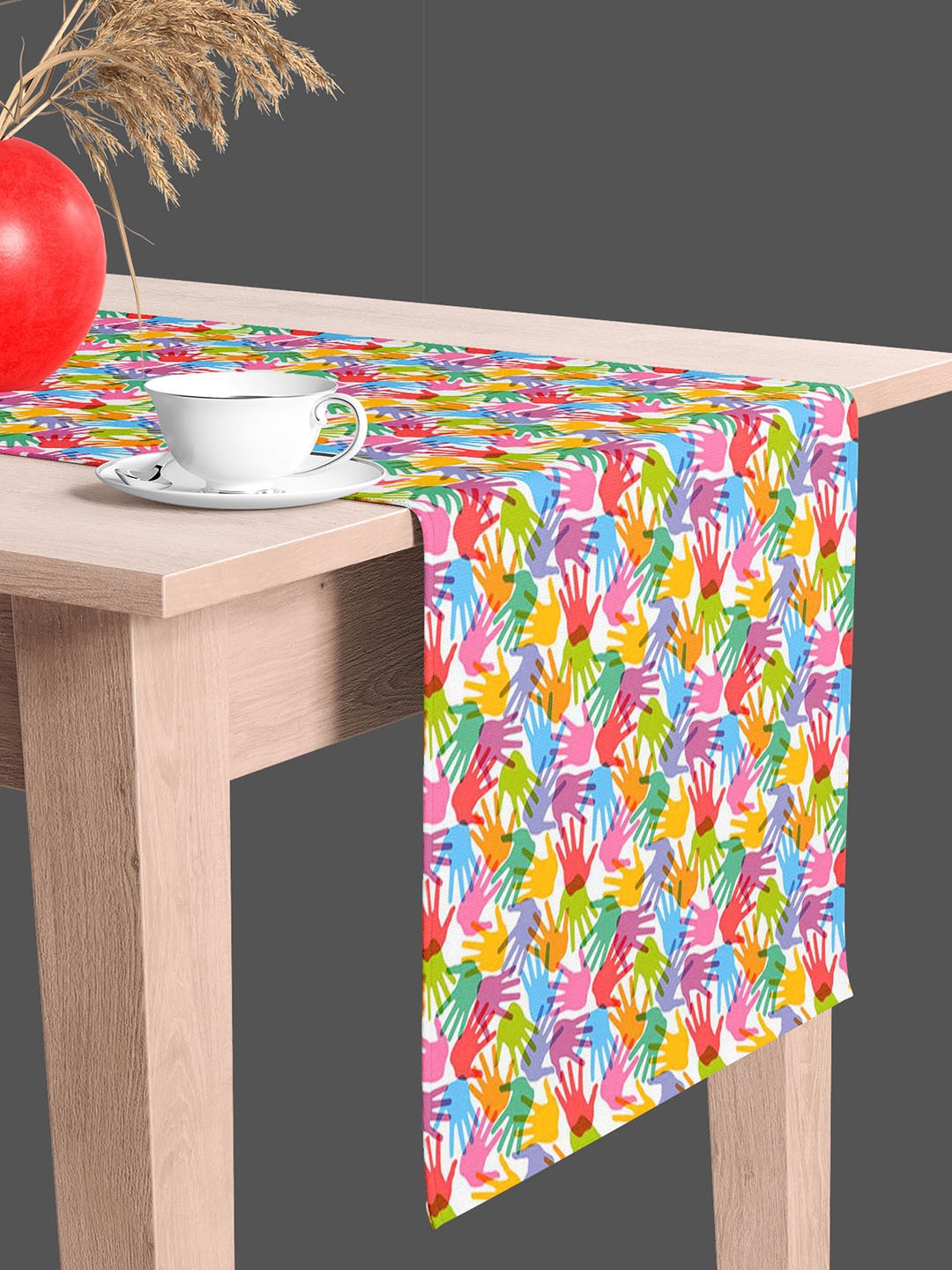 

ArtzFolio White & Blue Abstract Printed Table Runner