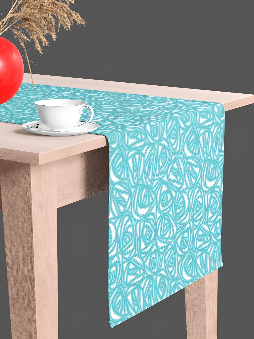 

ArtzFolio Printed Rectangular Velvet Table Runner, Turquoise blue