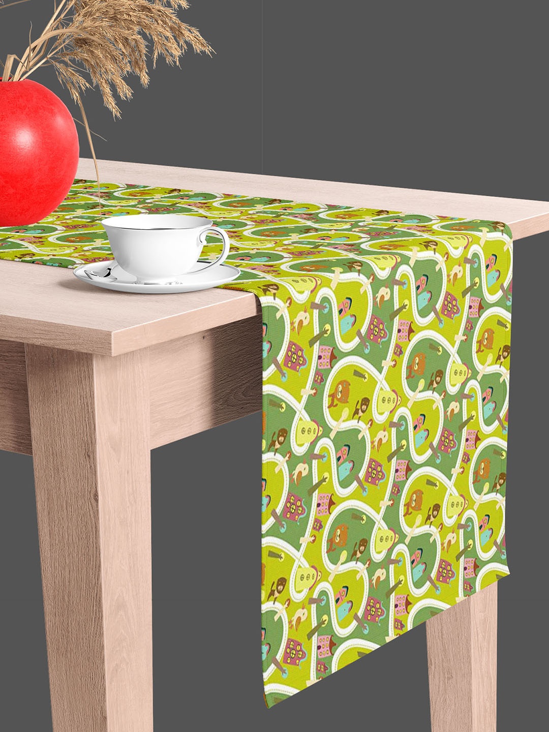 

ArtzFolio Green Geometric-Printed Edge To Edge Table Runner