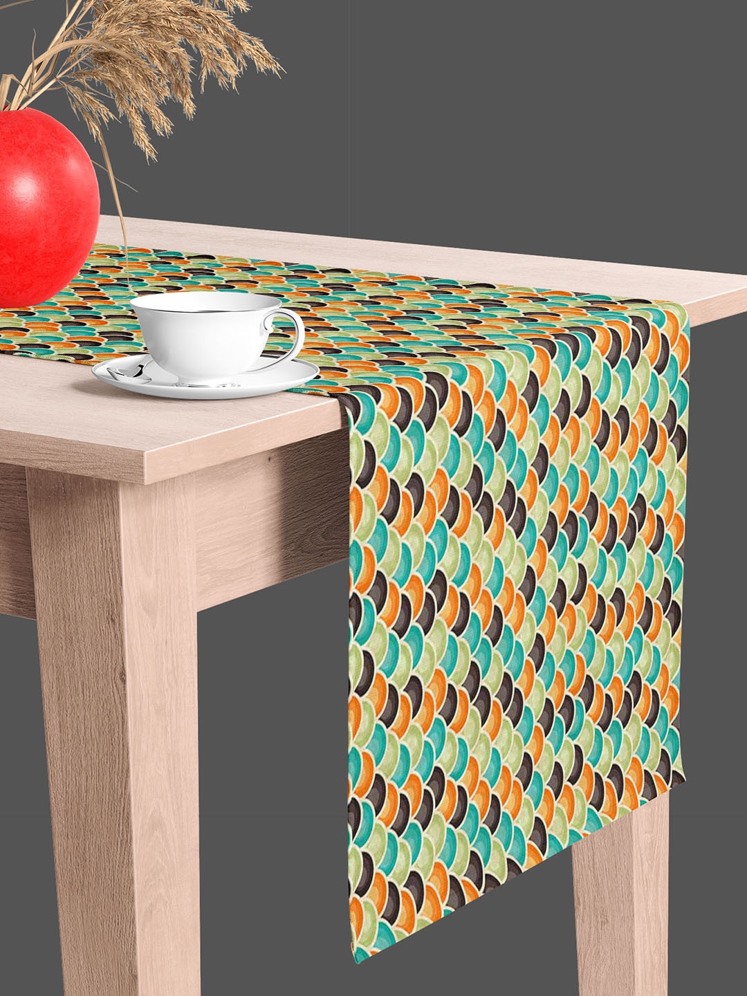

ArtzFolio Green & Blue Geometric Printed Table Runner