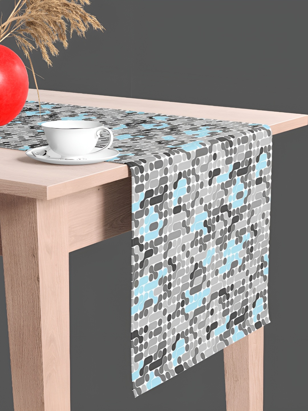 

ArtzFolio Blue & Grey Geometric Printed Edge To Edge Table Runner