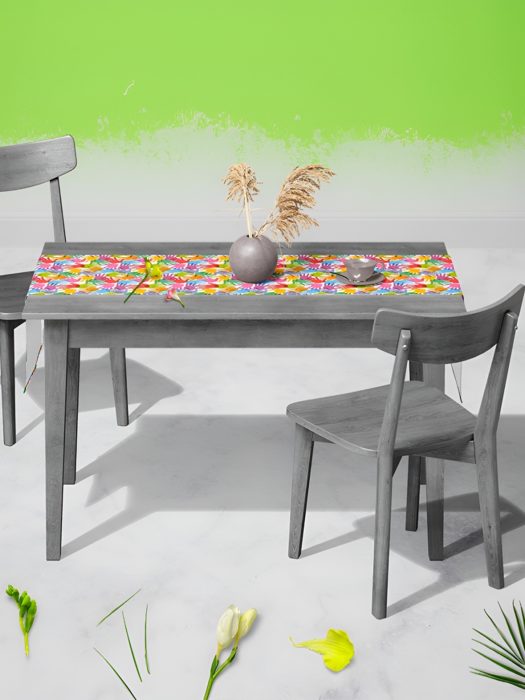 

ArtzFolio Blue & Red Geometric-Printed Edge To Edge Table Runner