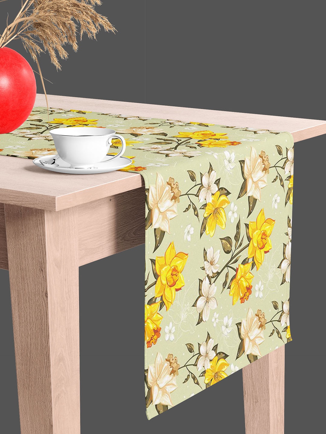 

ArtzFolio Yellow & Off White Floral Printed Edge To Edge Table Runner