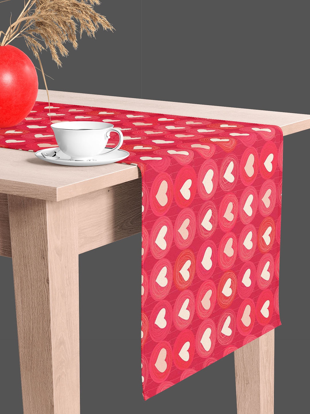 

ArtzFolio Red & Beige Geometric Printed Edge To Edge Table Runner