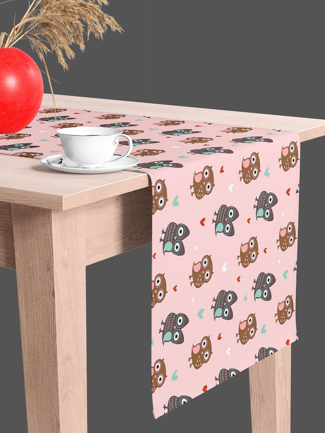 

ArtzFolio Pink & Brown Abstract Printed Edge To Edge Table Runner