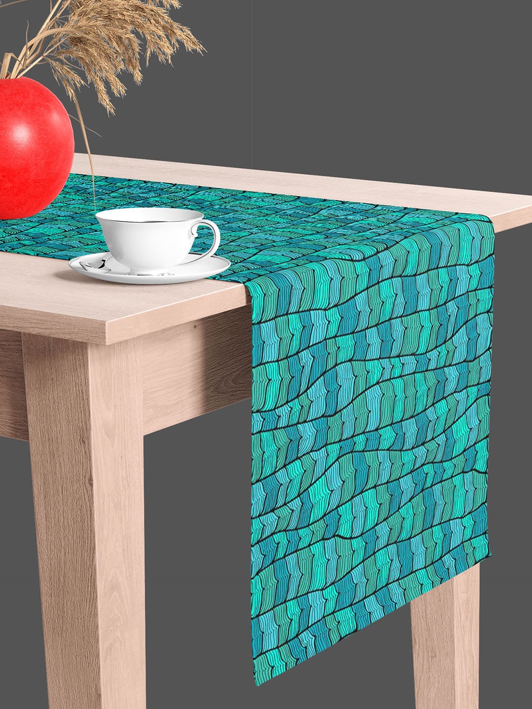 

ArtzFolio Green & Blue Abstract Printed Table Runner