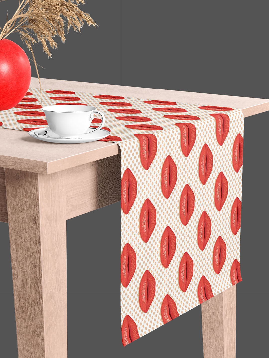 

ArtzFolio White & Red Digital Printed Table Runner