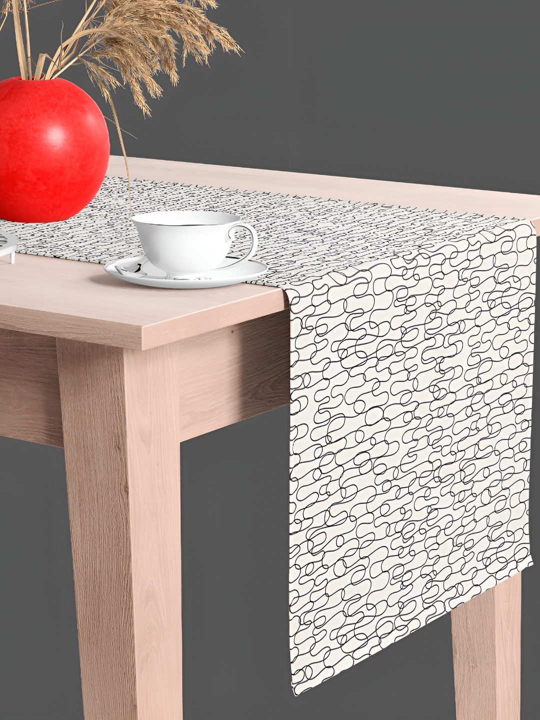 

ArtzFolio Printed Rectangular Table Runner, Grey