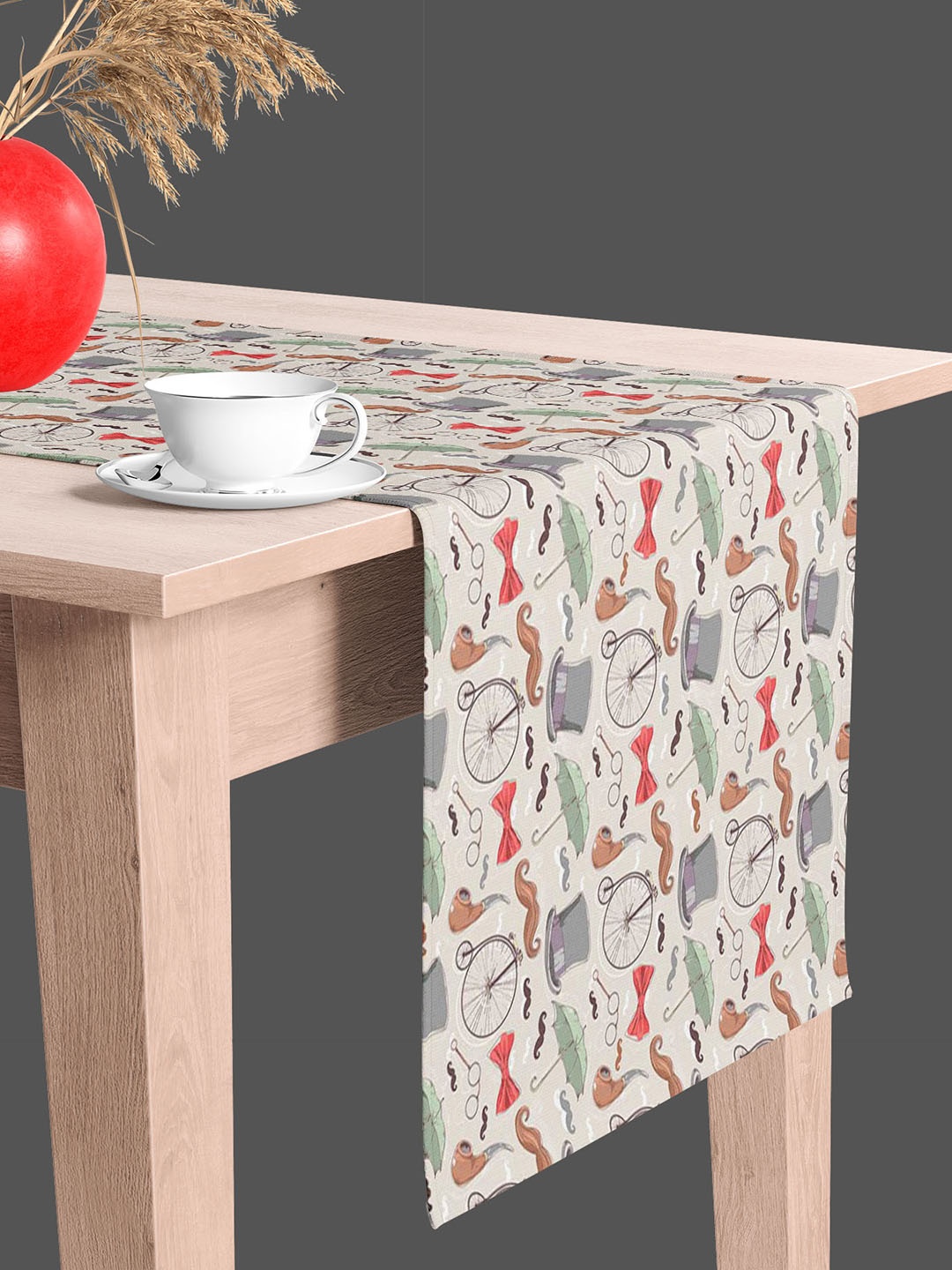 

ArtzFolio Grey Geometric-Printed Edge To Edge Table Runner