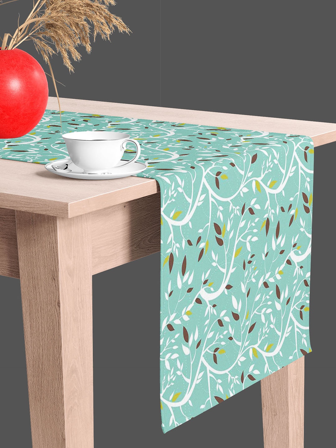 

ArtzFolio Green & White Floral-Printed Edge To Edge Table Runner