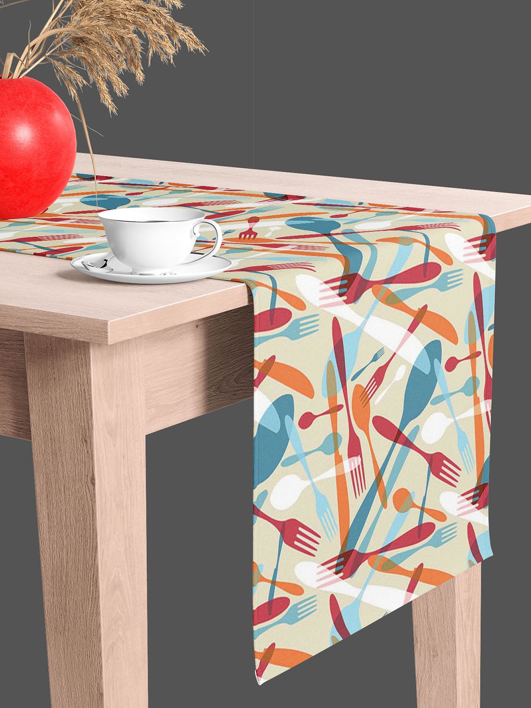 

ArtzFolio Cream & Blue Abstract Printed Table Runner