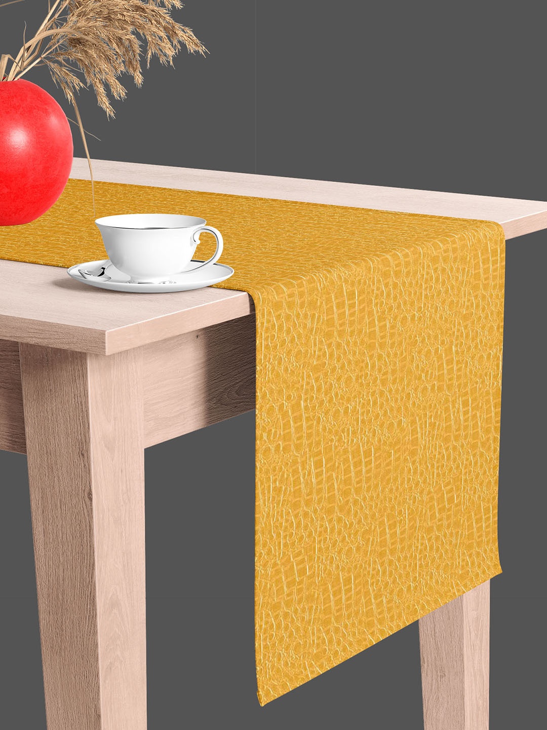 

ArtzFolio Orange Geometric-Printed Edge To Edge Table Runner