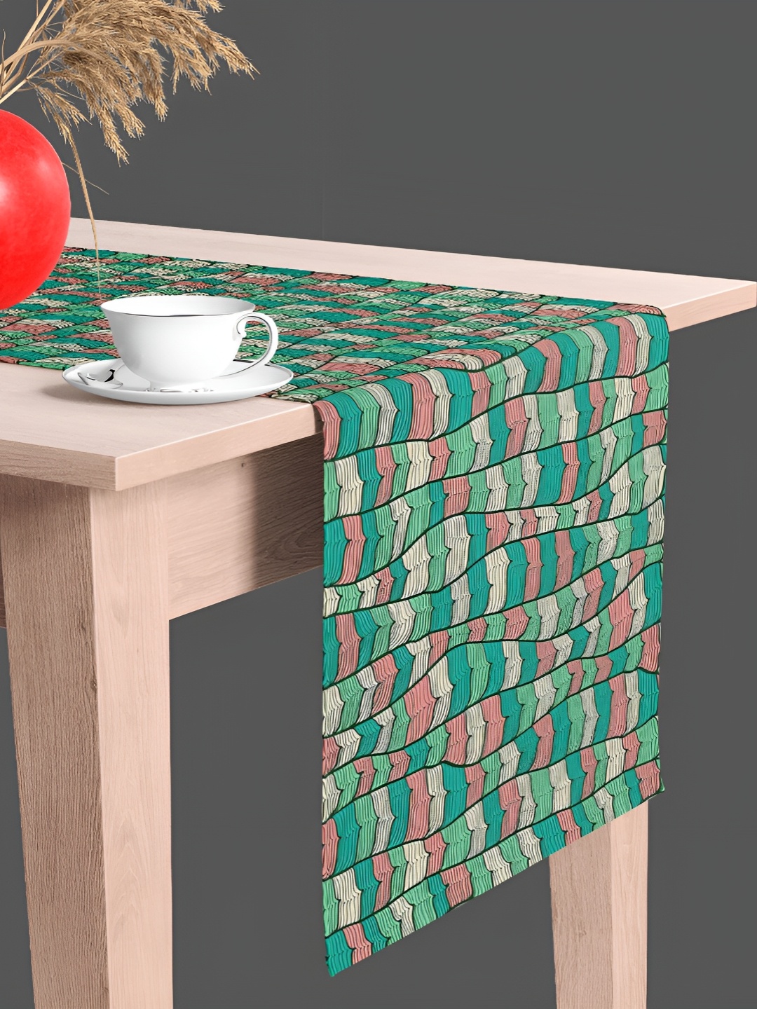 

ArtzFolio Green & Beige Abstract Printed Table Runner