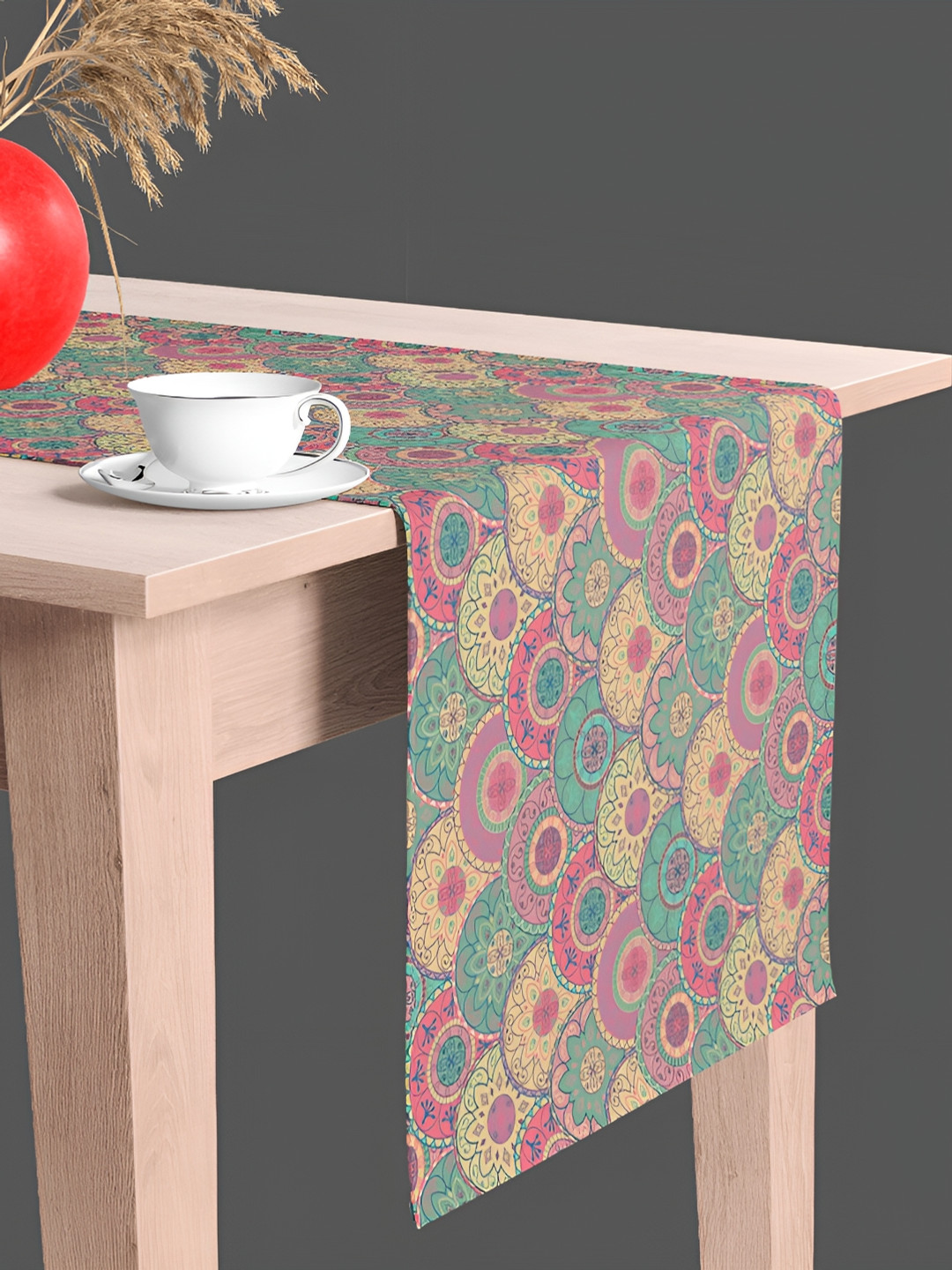 

ArtzFolio Green & Pink Digital Printed Table Runner