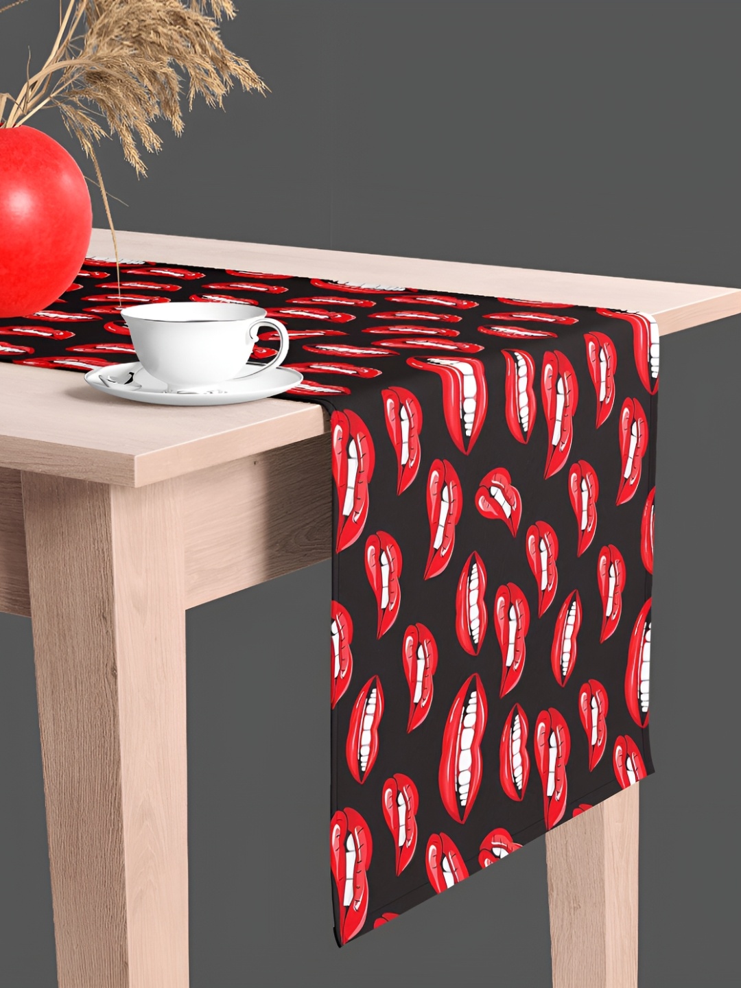 

ArtzFolio Printed Rectangular Velvet Table Runner, Black