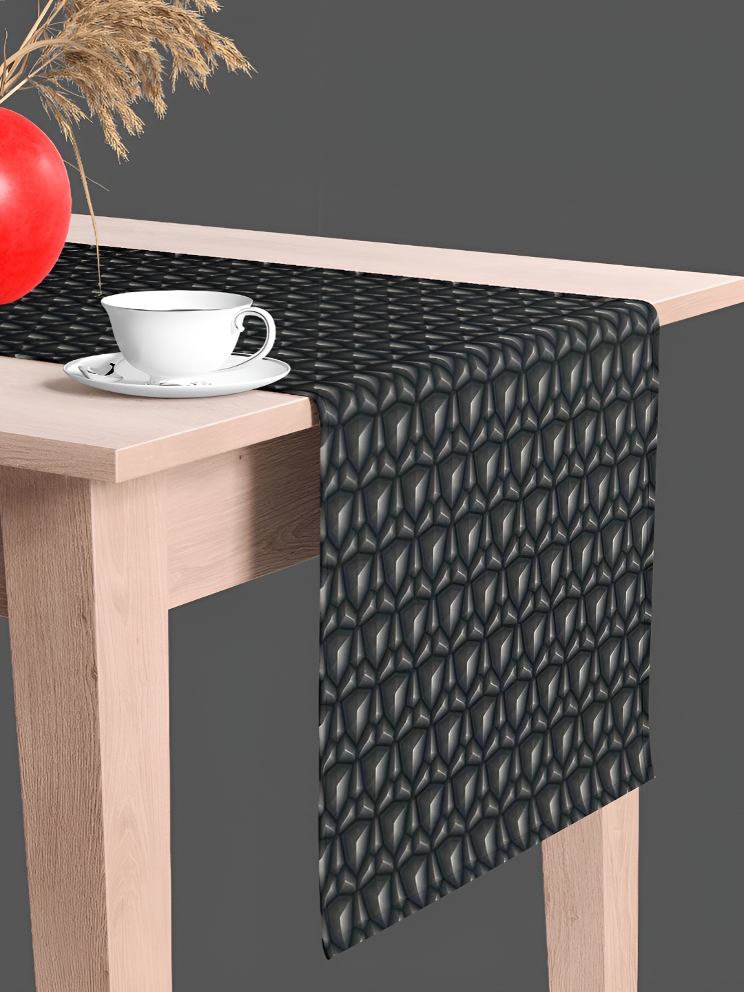 

ArtzFolio Geometric Printed Table Runner, Black