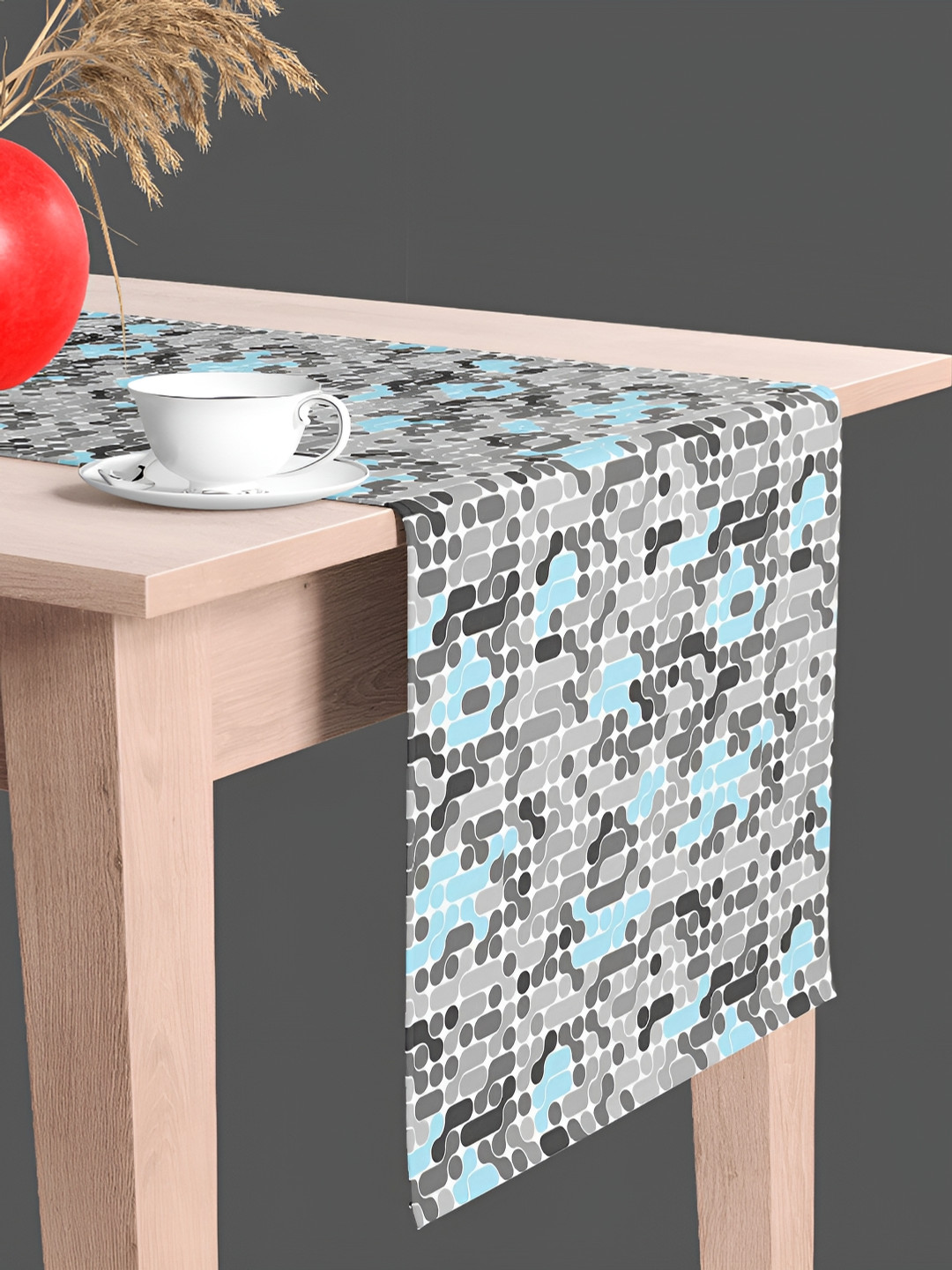 

ArtzFolio Printed Rectangular Velvet Table Runner, Grey