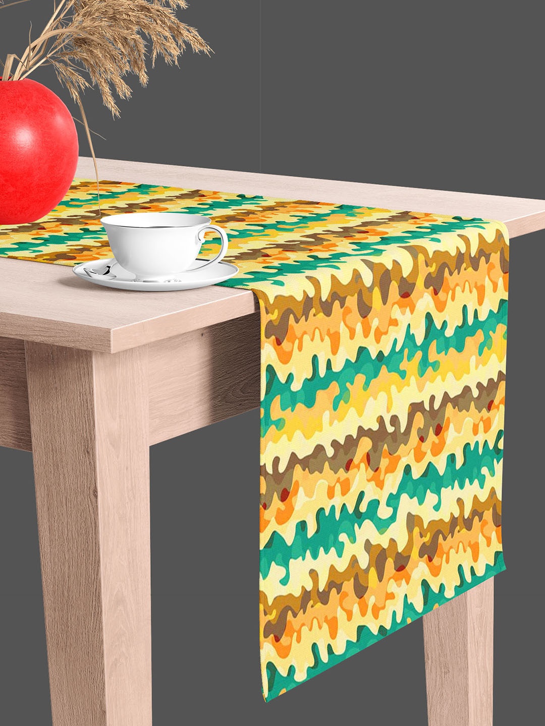 

ArtzFolio Yellow & Brown Abstract Printed Table Runner