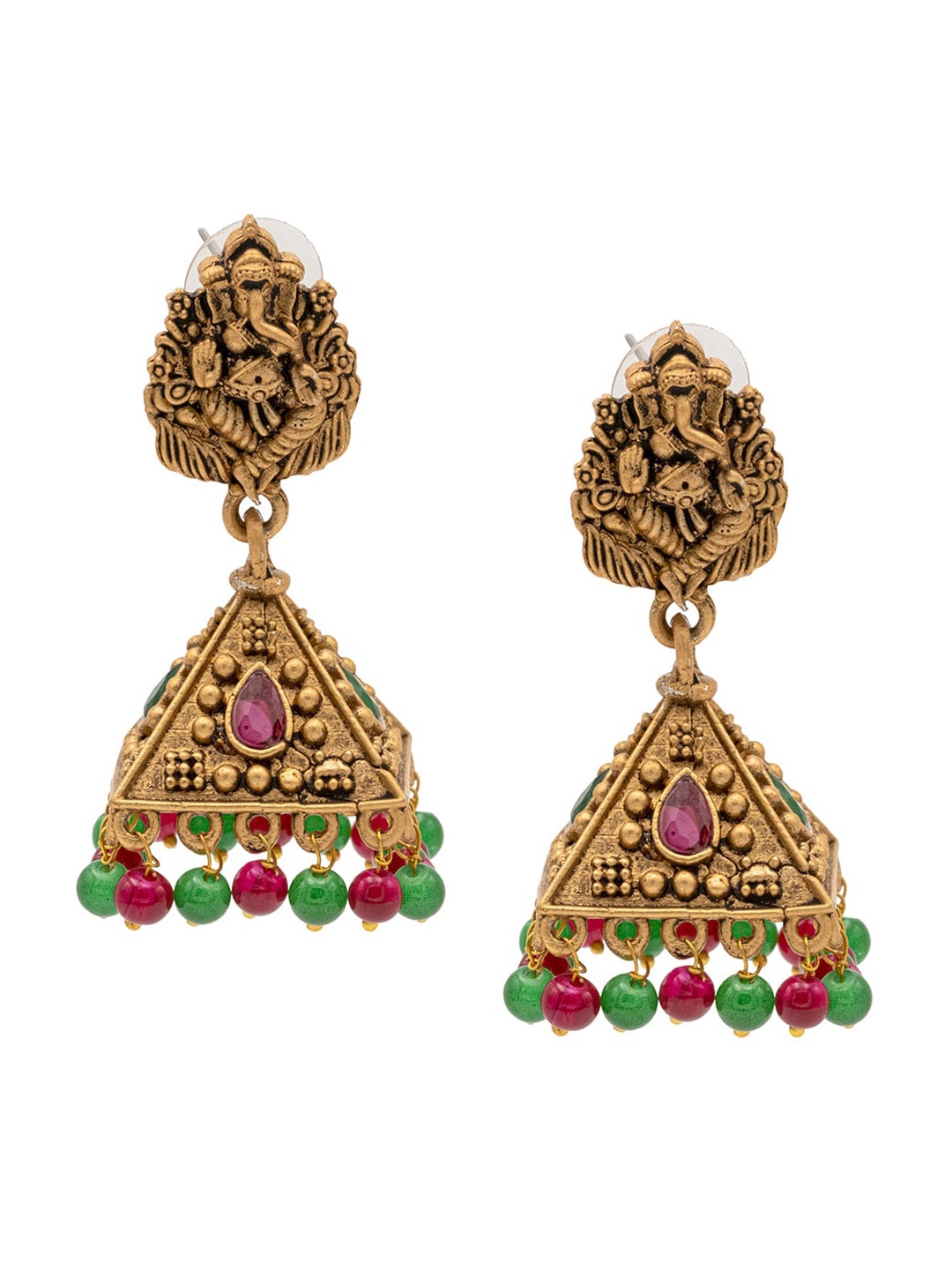 

Shining Jewel - By Shivansh Gold Plated Temple Contemporary Jhumkas