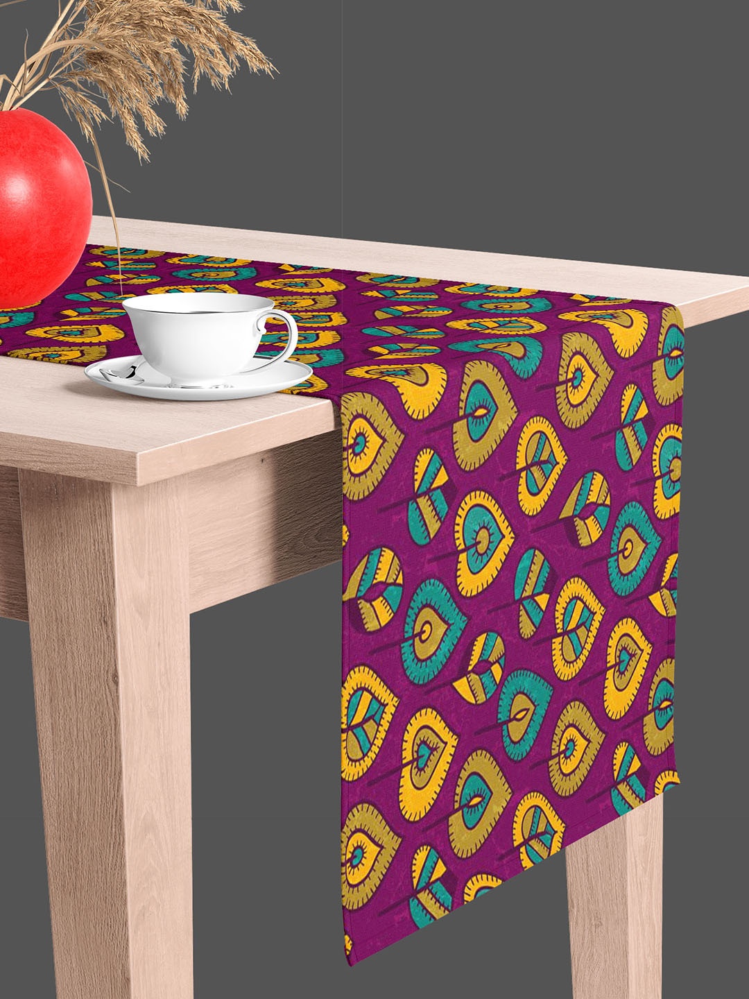 

ArtzFolio Purple & Yellow Abstract Printed Table Runner