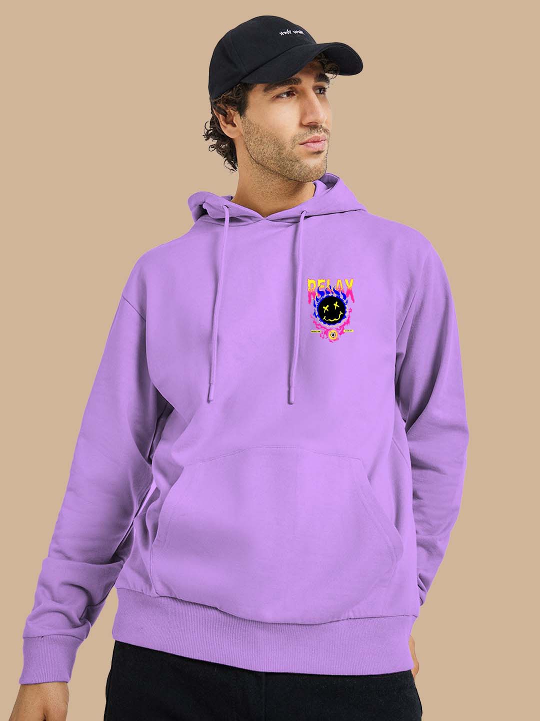 

BAESD Men Printed Hooded Sweatshirt, Lavender