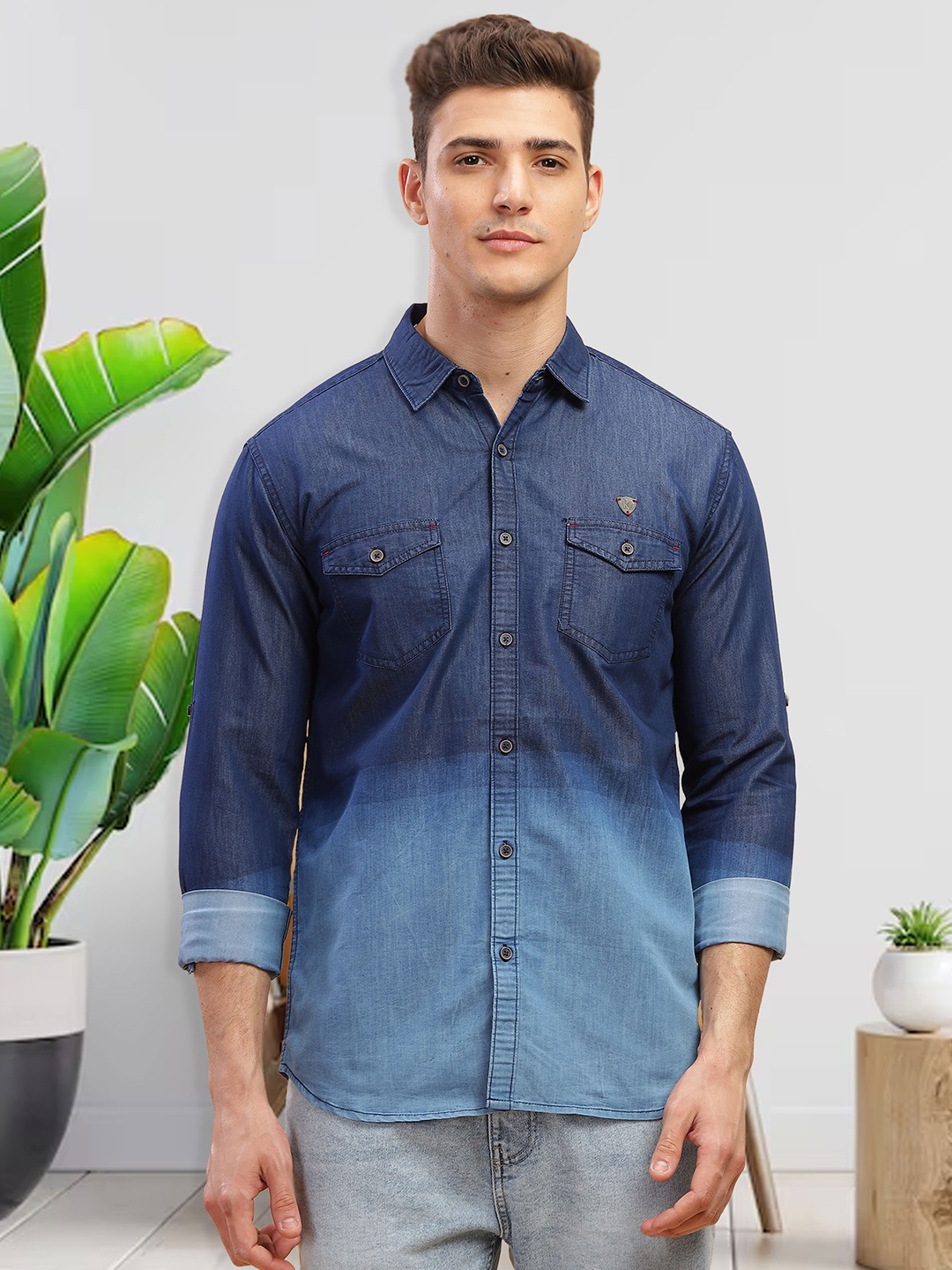 

Kuons Avenue Men Smart Slim Fit Faded Opaque Casual Shirt, Blue