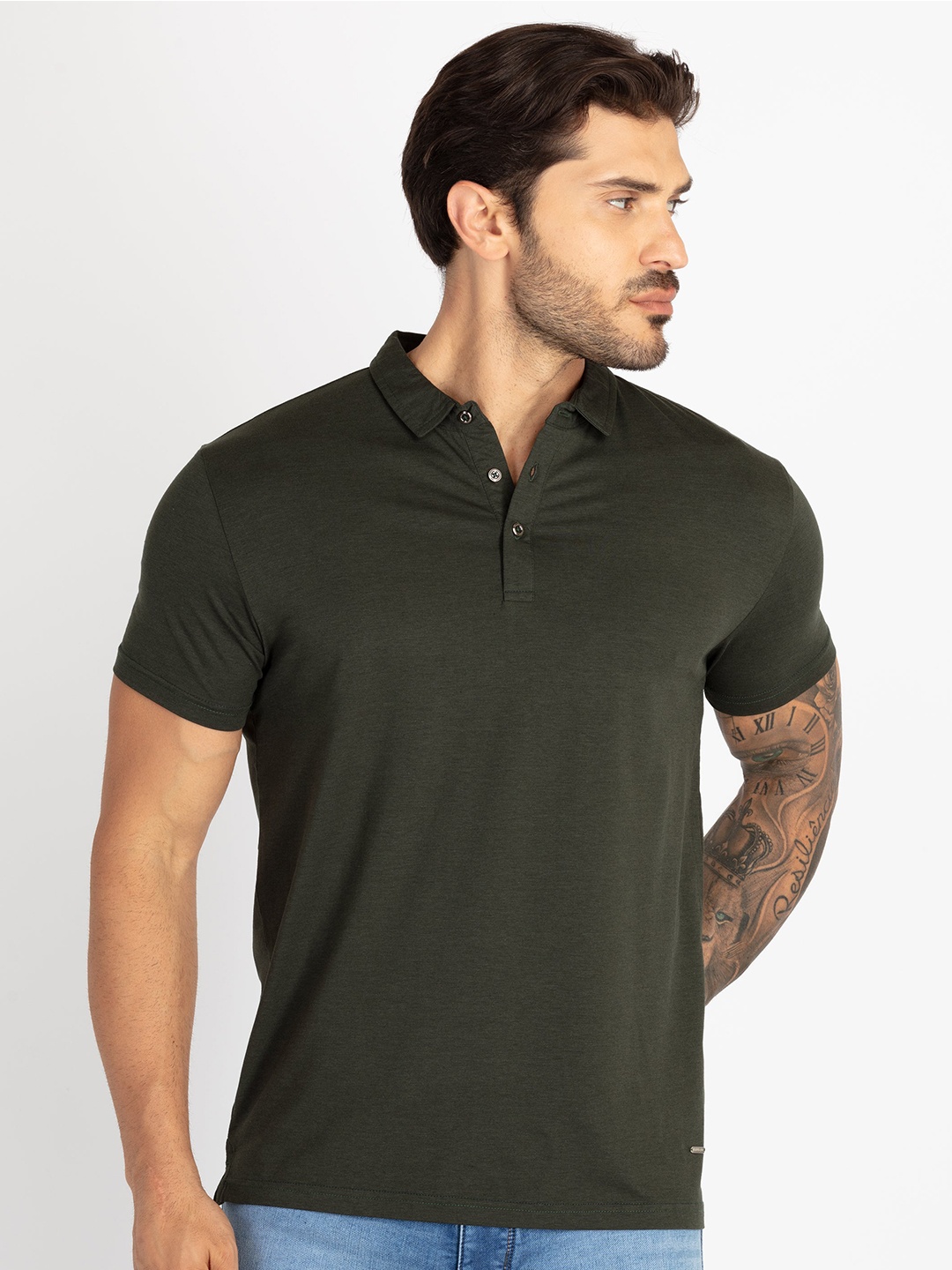 

Status Quo Men Polo Collar Pockets T-shirt, Olive