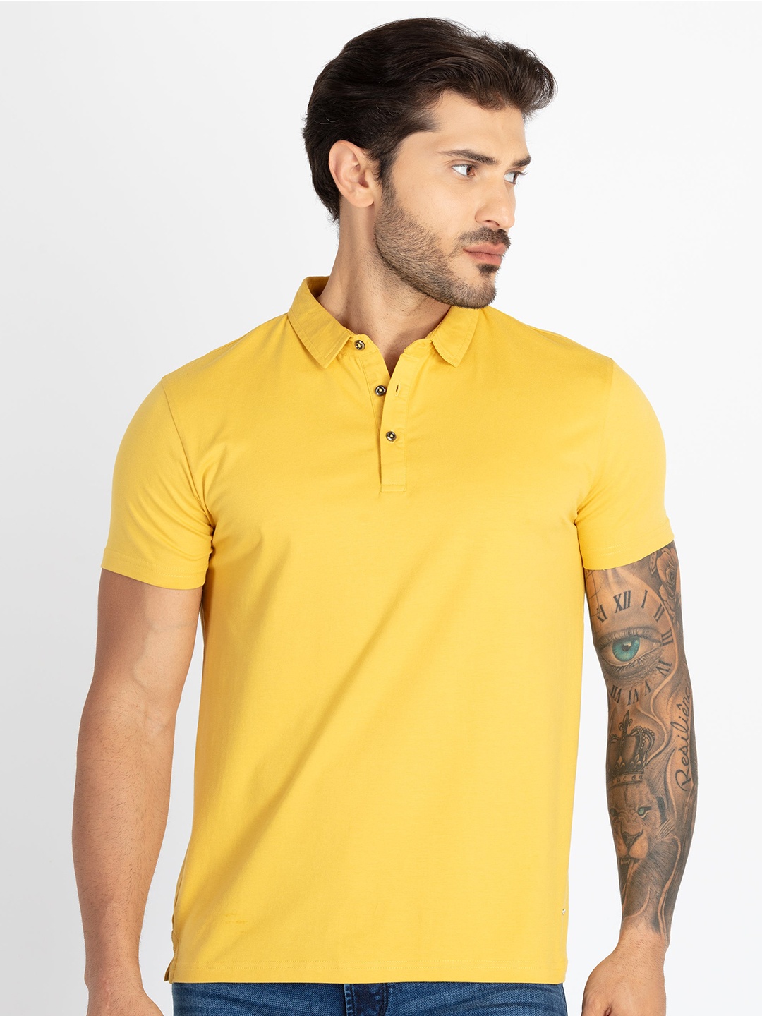 

Status Quo Men Polo Collar Pockets T-shirt, Mustard