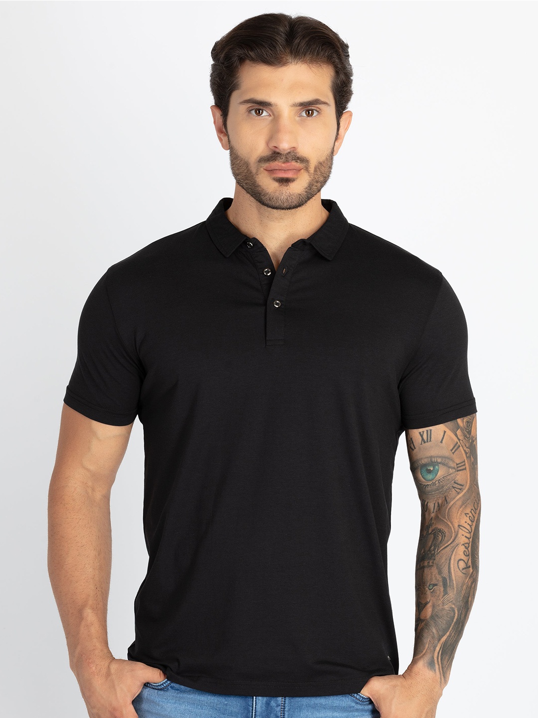 

Status Quo Men Polo Collar T-shirt, Black