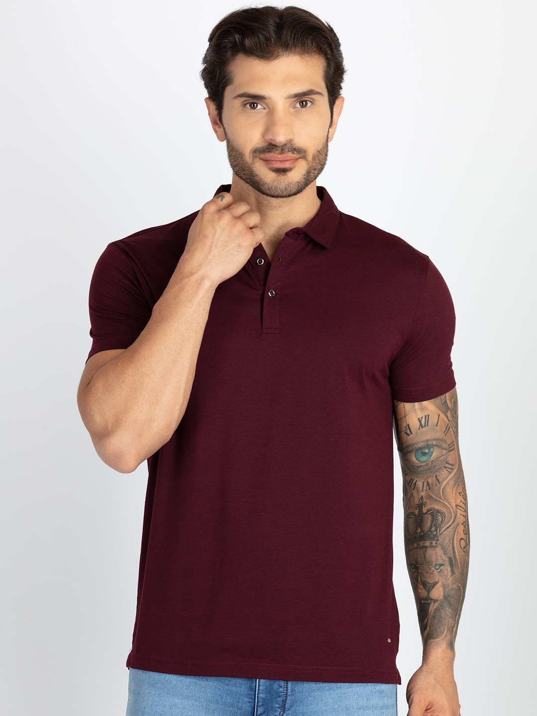 

Status Quo Men Polo Collar T-shirt, Maroon