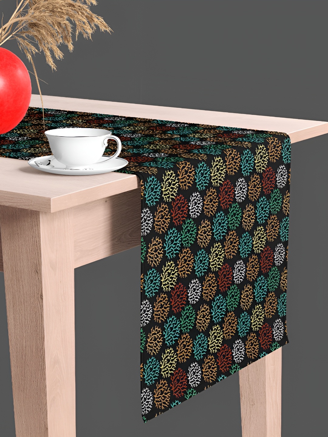 

ArtzFolio Black & Green Floral Digital Printed Velvet Table Runner