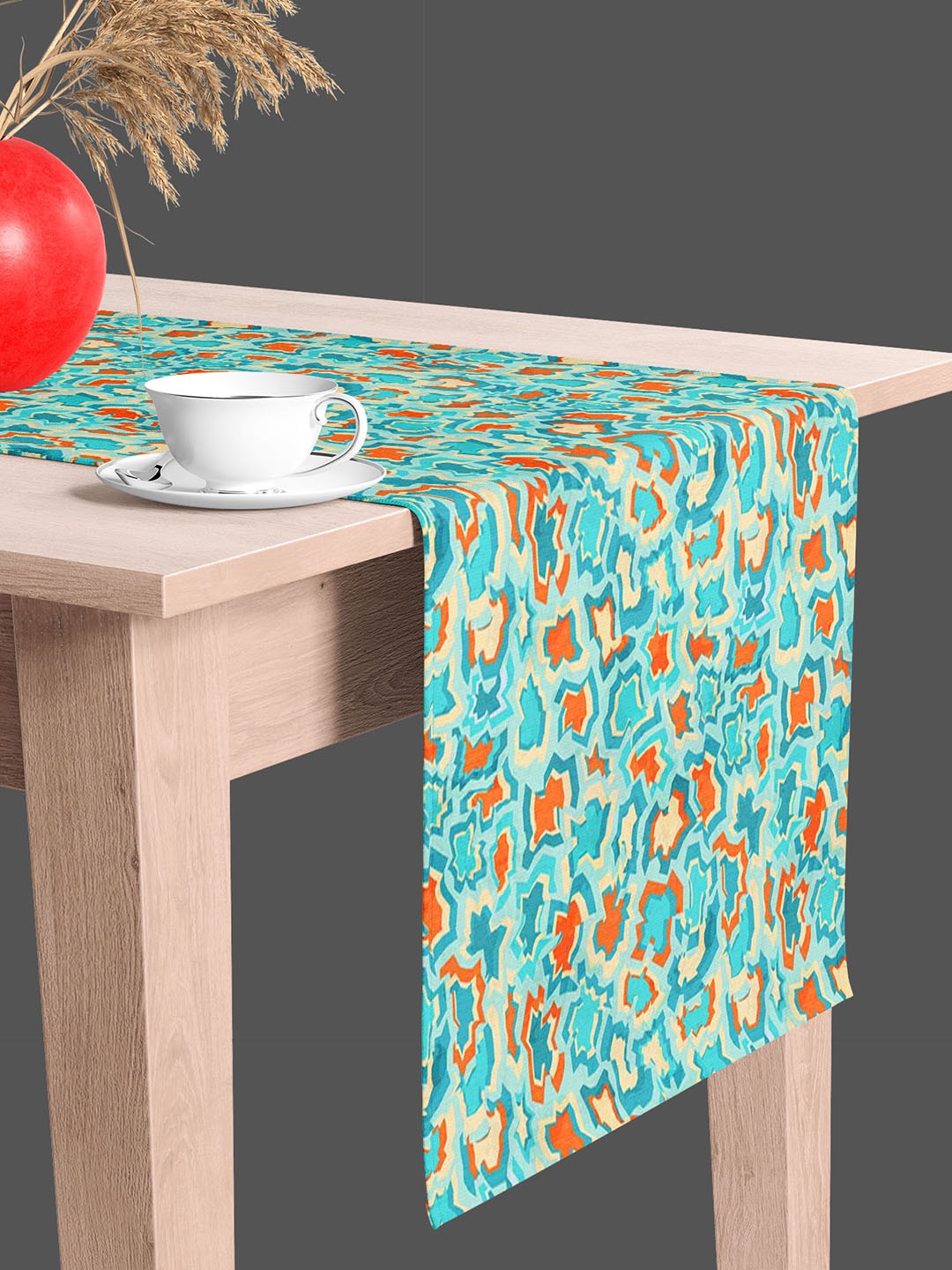 

ArtzFolio Turquoise Blue & Orange Digital Printed Table Runner