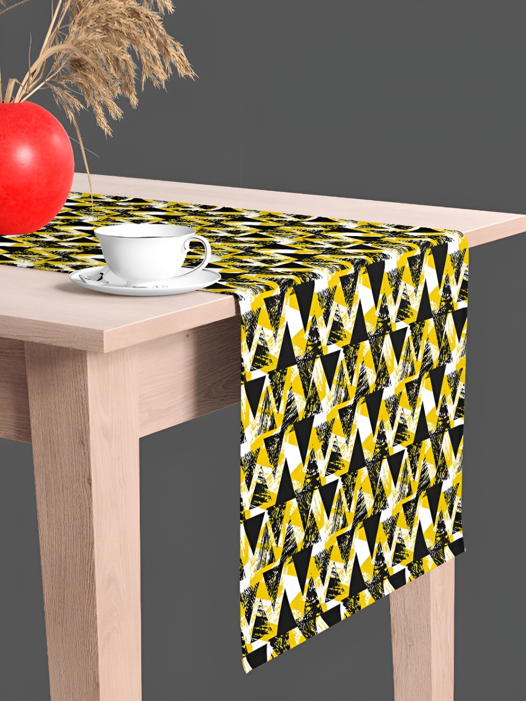 

ArtzFolio Geometric Printed Table Runner, Black