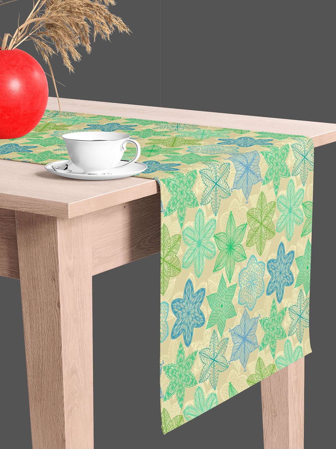 

ArtzFolio Beige & Green Star Digital Printed Table Runner