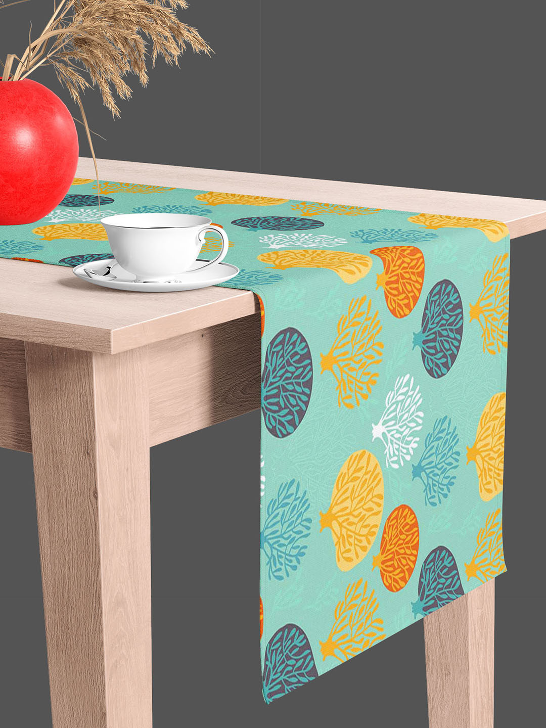 

ArtzFolio Turquoise Blue & Yellow Digital Printed Table Runner