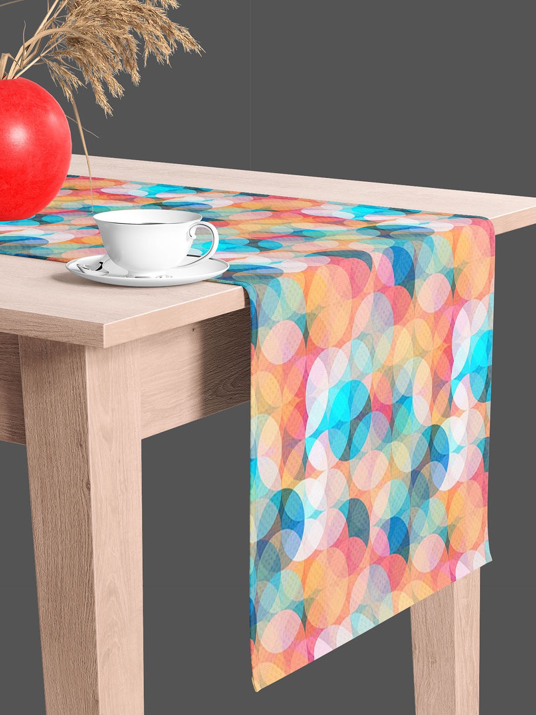 

ArtzFolio Turquoise Blue & Peach Coloured Digital Printed Table Runner