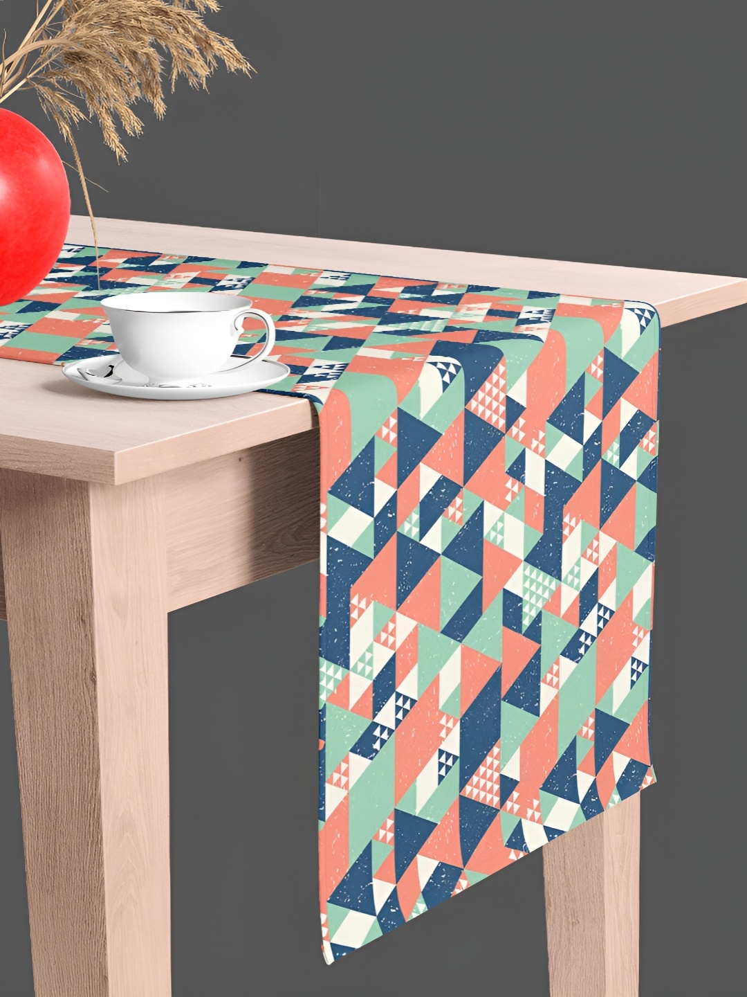 

ArtzFolio Green & Pink Geometric Printed Table Runner