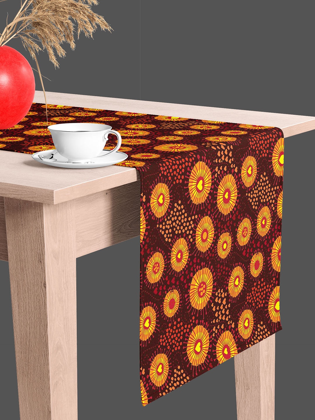 

ArtzFolio Brown & Yellow Abstract Printed Table Runner