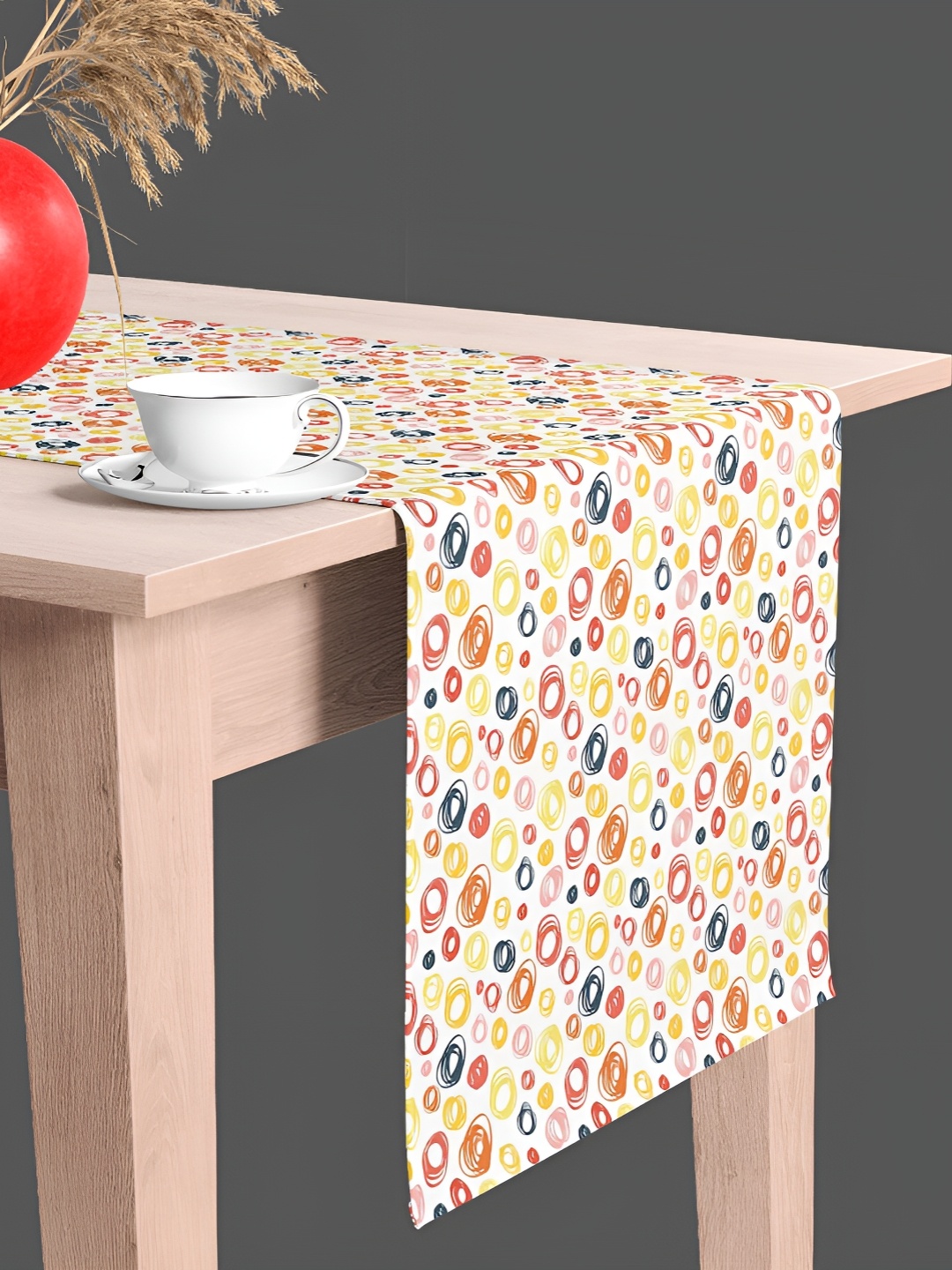 

ArtzFolio White & Yellow Geometric Printed Table Runner