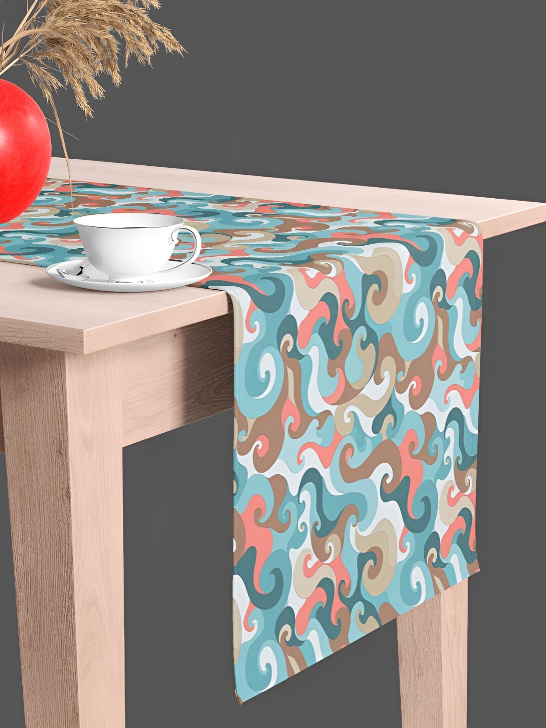 

ArtzFolio Teal & Peach Coloured Digital Printed Table Runner