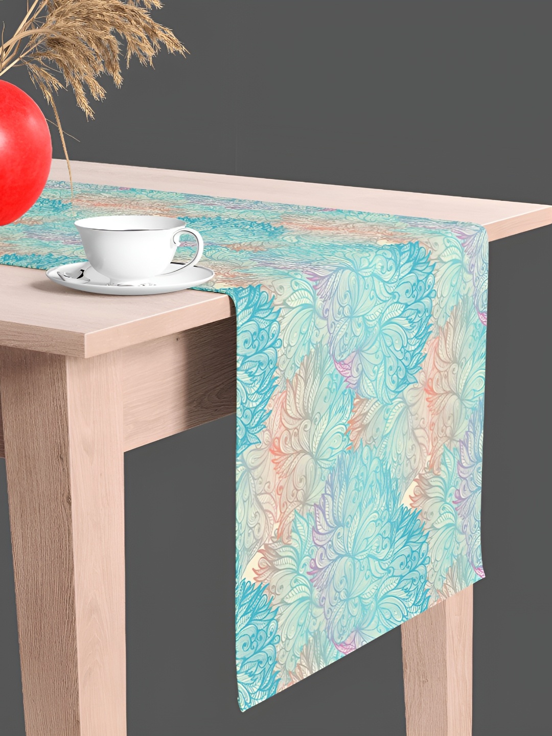 

ArtzFolio Turquoise Blue & Orange Coloured Digital Printed Table Runner