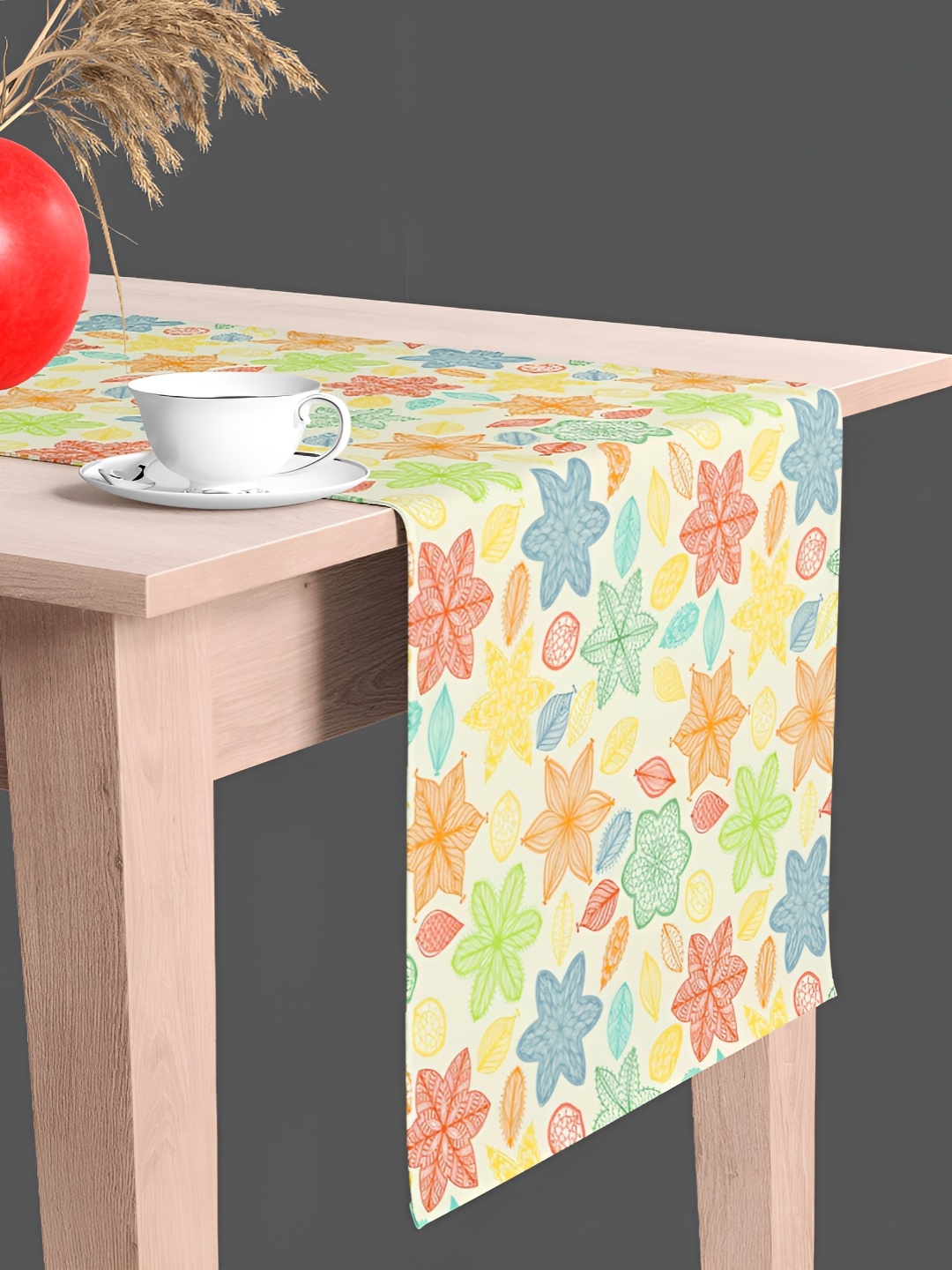 

ArtzFolio Multicoloured Floral Printed Velvet Table Runner, Multi