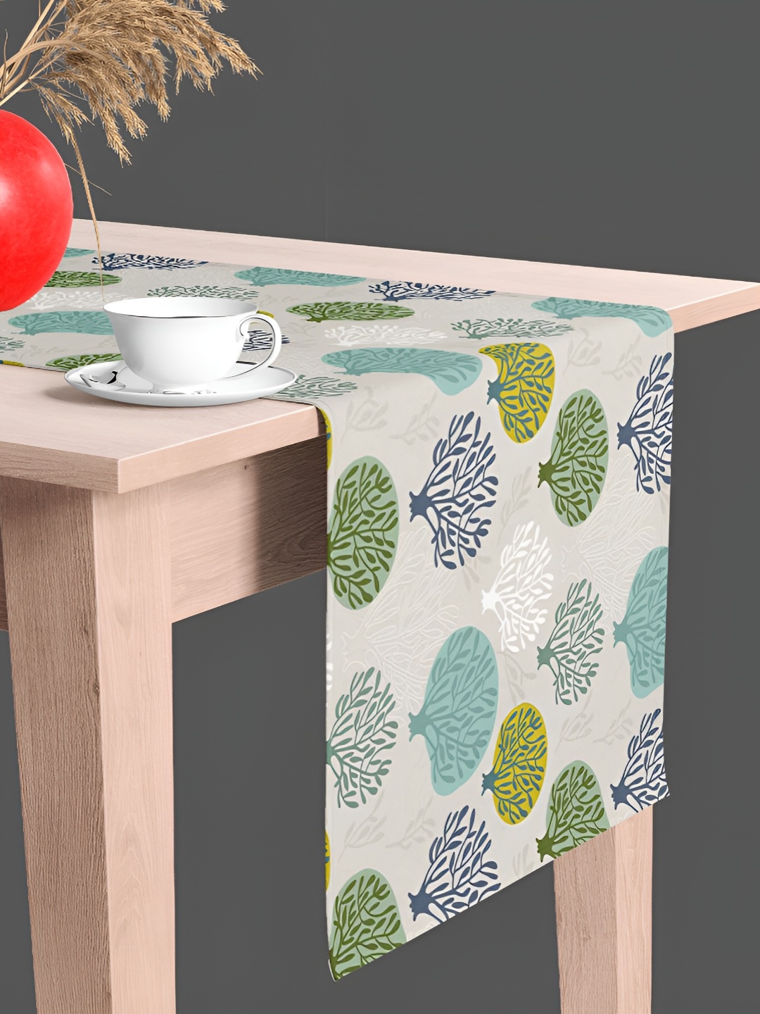 

ArtzFolio Off White & Green Digital Printed Table Runner