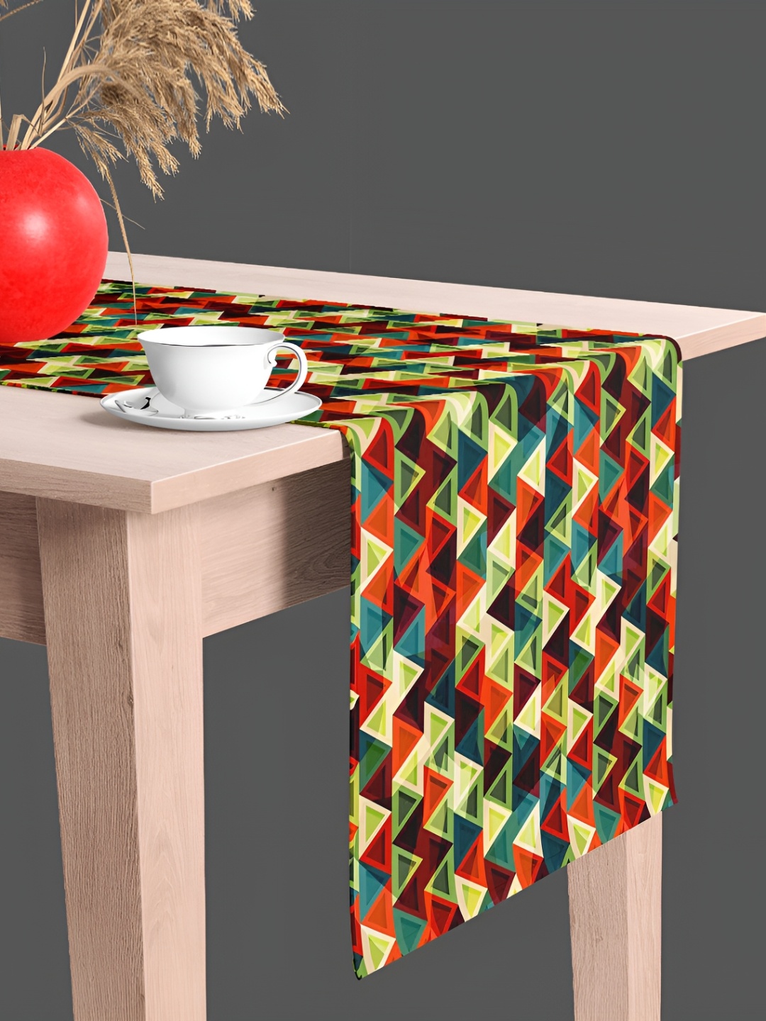 

ArtzFolio Multicoloured Geometric Printed Velvet Table Runner, Multi